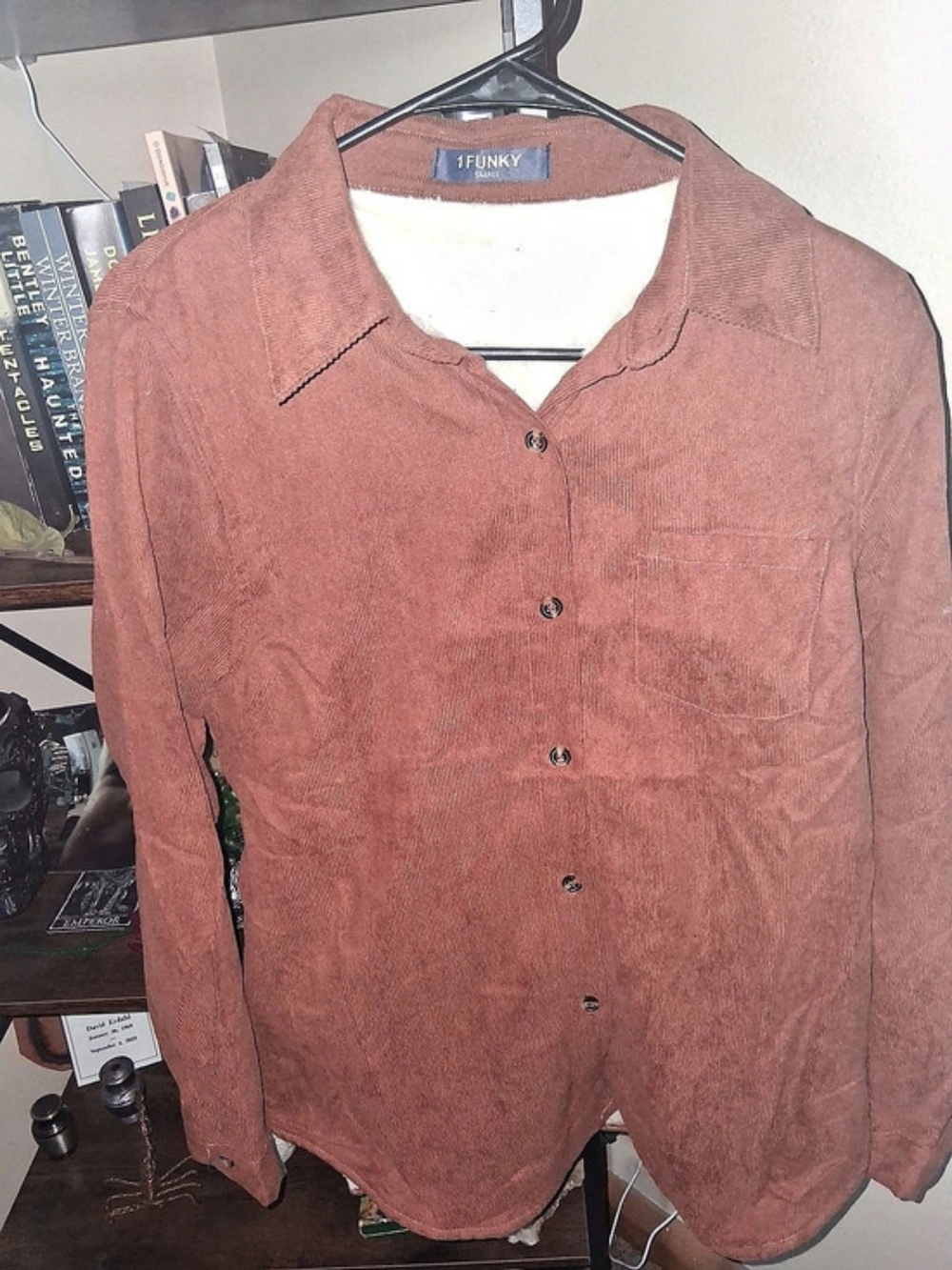 Funky Brown Sherpa-Lined Button-Up Size Small